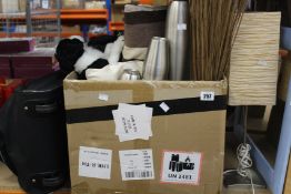 A mixed lot of pre-owned household items including lamps, mirror, pictures, wall clocks and