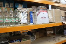 A quantity of assorted food, drink, confectionery and related items.