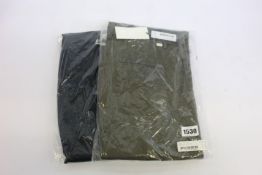 Two pairs of as new Wood Wood Marcus light twill trousers (1 x olive , 1 x navy both size 32 -