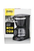 Six new Zanussi black filter coffee makers 800W, 10 - 12 cups capacity (ZCM-1859).