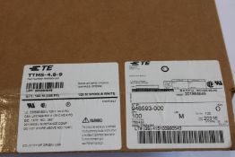 Ten boxed as new TE Connectivity 100M Spools in White (1000M total).