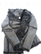 A women's as new French Connection Toscana black sheepskin/leather coat (S - RRP £900).