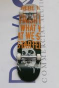 An as new Banksy x Clown Manifesto Orange Skateboard.