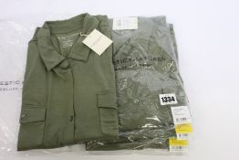 Five as new Majestic Filatures Anya tops khaki (Sizes; Taille 1, 2 x 2 3, 4).