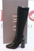 A pair of as new Duo Boots Bridgette Tall black leather boots (UK 5).