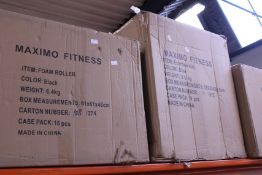 Thirty two Maximo Fitness 6.4kg foam rollers and nine Maximo Fitness 9.5kg.