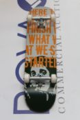 An as new Banksy x Clown Manifesto Orange Skateboard.
