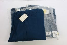 Four as new Majestic Filatures Gilet Capuche in indigo (Sizes; Taille 1, 2 3, 4).