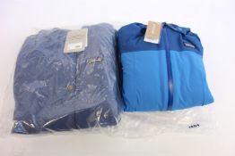 A girls as new Patagonia Insulated Isthmus parkas (M/10) and an infants Baby Snow Pile jacket (4T).