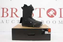 A pair of as new Burton Ruler Step On snowboard boots (UK 12).