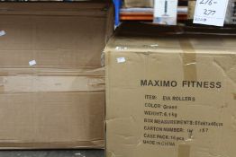 Sixteen as new Maximo Fitness Eva foam rollers and eight Meglio 183cm x 61cm yoga mats.