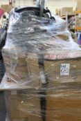 A pallet of household and related items to include flat packed furniture.