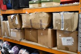 Eight boxes of pre-owned clothing and related items.