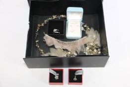 A small quantity of costume jewellery to include sterling silver rings, earrings and hair clips.