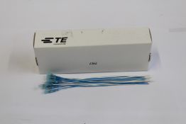 A pack of 100 TE Connectivity B-040-22-N Solder Sleeve with lead, Transparent Blue Coaxial