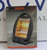 Four boxed as new Staywarm F2102GR 800w quartz heaters.