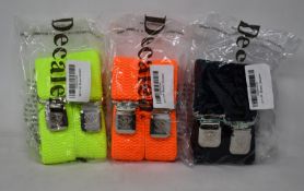 A quantity of assorted coloured Decalen braces.