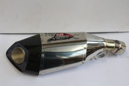 A boxed Yoshimura R11 SQ race exhaust.