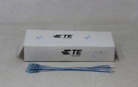 A pack of 100 TE Connectivity B-040-22-N Solder Sleeve with lead, Transparent Blue Coaxial