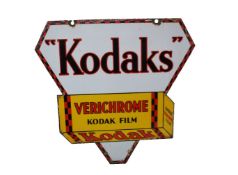 A vintage Kodak Verichrome double sided advertising sign.