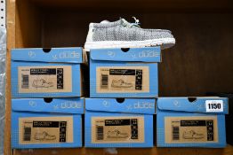 Five pairs of children's Hey Dude Wally Youth Sox Stone White shoes (2 x UK K12, 2 x UK 1, 1 x UK