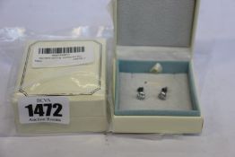 Eleven Agvana love heart birthstone 925 sterling silver with white gold plated earrings.
