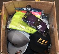 Fourteen assorted Fox beanie hats, seven Fox baseball caps, two pairs of Fox 6