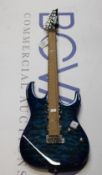 An as new Ibanez GRX70QA GIO electric guitar in transparent blue burst.