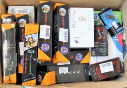 COLLECTION ONLY: A box of assorted as new electronics and related items.