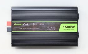 A boxed as new Green Cell DC 12V to AC 230V 1500W Pure Sine Wave Inverter (For EU 2-pin plugs) (