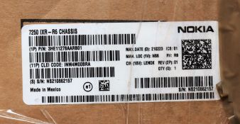 SOLD FOR PARTS: A pre-owned Nokia 7250 IXR-R6 CHASSIS (P/N: 3HE11278AARB01) (Label on box states '