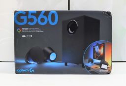 A boxed as new Logitech G560 PC Gaming Speaker System (P/N: S-00169-BLUETOOTH) (Box sealed).
