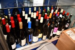 A shelf containing assorted wines to include Piper Brook, Chateau Vitallis and CarChelo selecto (