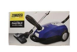 A new Zanussi Easy Go ll Blue 3L, 700W, 7.5M radius retractable cord vacuum cleaner.