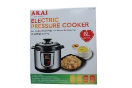 Two new AKAI Electric 6L steam, bake, saute, stew pressure cookers (AKCK601).