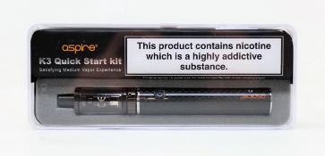 Four as new Aspire K3 Quick Start Vape Kits (Packaging sealed).