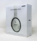 A boxed as new pair of Bose SoundLink II Around Ear Wireless Headphones in White (Box sealed).