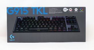 A boxed as new Logitech Gaming G915 TKL Wireless Gaming Keyboard in Black (US International