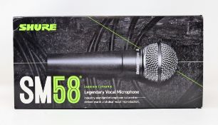 A boxed as new Shure SM58 Dynamic Vocal Microphone (M/N: SM58-LCE) (Some damage to packaging).