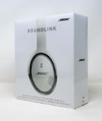 A boxed as new pair of Bose SoundLink II Around Ear Wireless Headphones in White (Box sealed).
