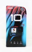 A boxed as new GoPro Hero10 4k Action Camera (M/N: CHDHX-101-RW) (Packaging sealed).