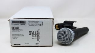 A boxed as new Shure SM58 Dynamic Vocal Microphone (M/N: SM58-LCE) (Outer packaging sleeve