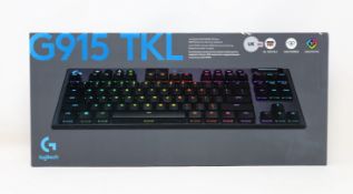 A boxed as new Logitech Gaming G915 TKL Wireless Gaming Keyboard in Black (UK layout) (Box sealed).