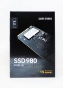 A boxed as new Samsung 980 1TB PCIe 3.0 NVMe M.2 Internal Solid State Drive (MZ-V8V1T0BW) (Box