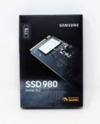 A boxed as new Samsung 980 1TB PCIe 3.0 NVMe M.2 Internal Solid State Drive (MZ-V8V1T0BW) (Box