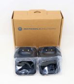 Six boxed as new Motorola Talkabout Single Charger Tray Twin Packs (M/N: PMLN8231AR).