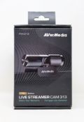 A boxed as new AVerMedia Live Streamer Cam 313 Webcam (Box sealed).