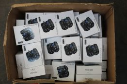 Forty five TWS-Q25 wireless headphones in charging cases.