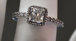 Two Pandora Square Sparkle Halo rings (Size 52) (RRP £60).