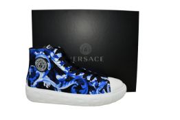 A pair of as new Versace canvas sneakers (IT 39 - RRP £450).